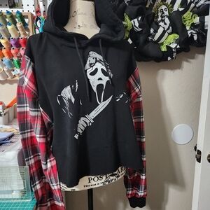 Oversized Cropped Horror Hoodie